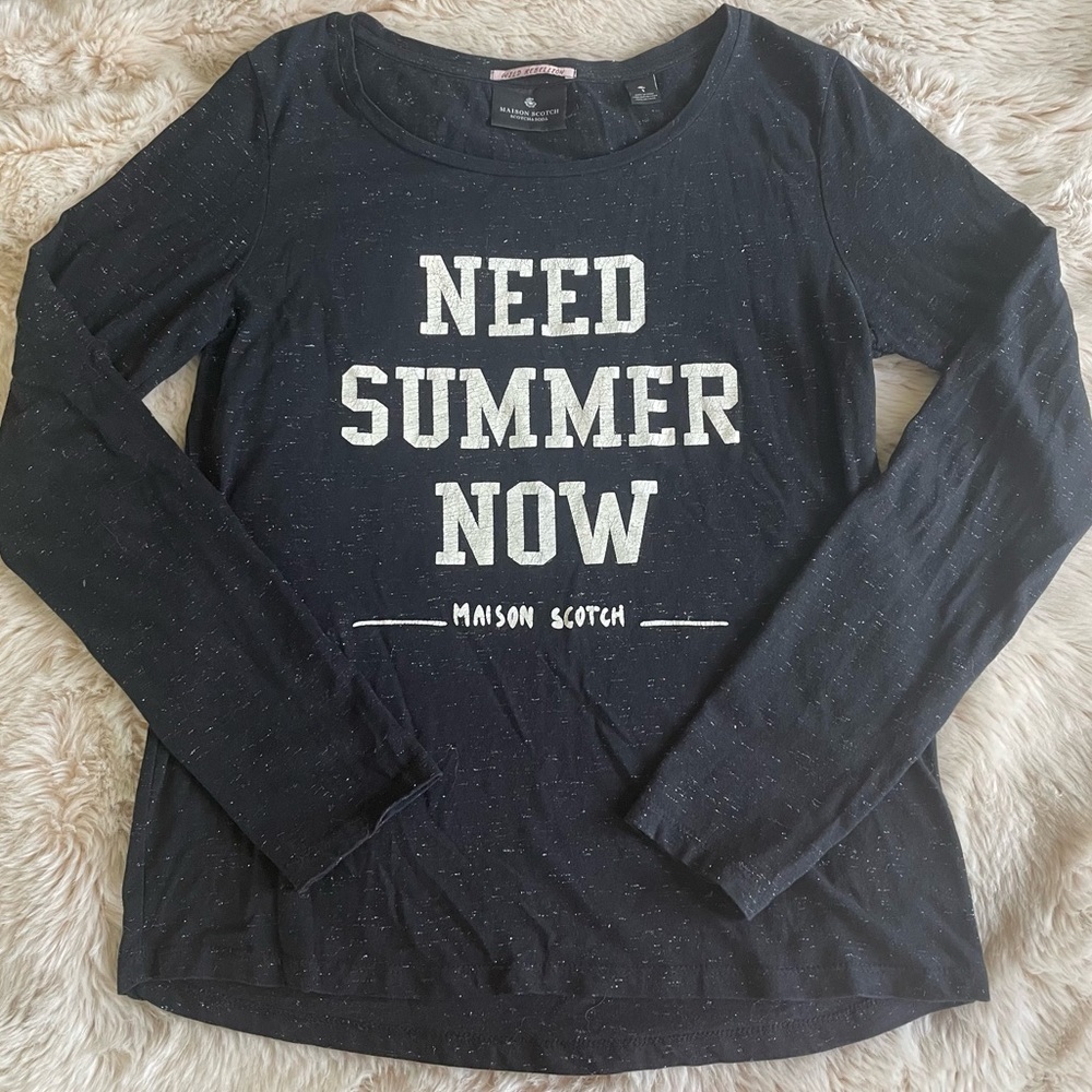 Scotch & Soda Black graphic long sleeves tee - S